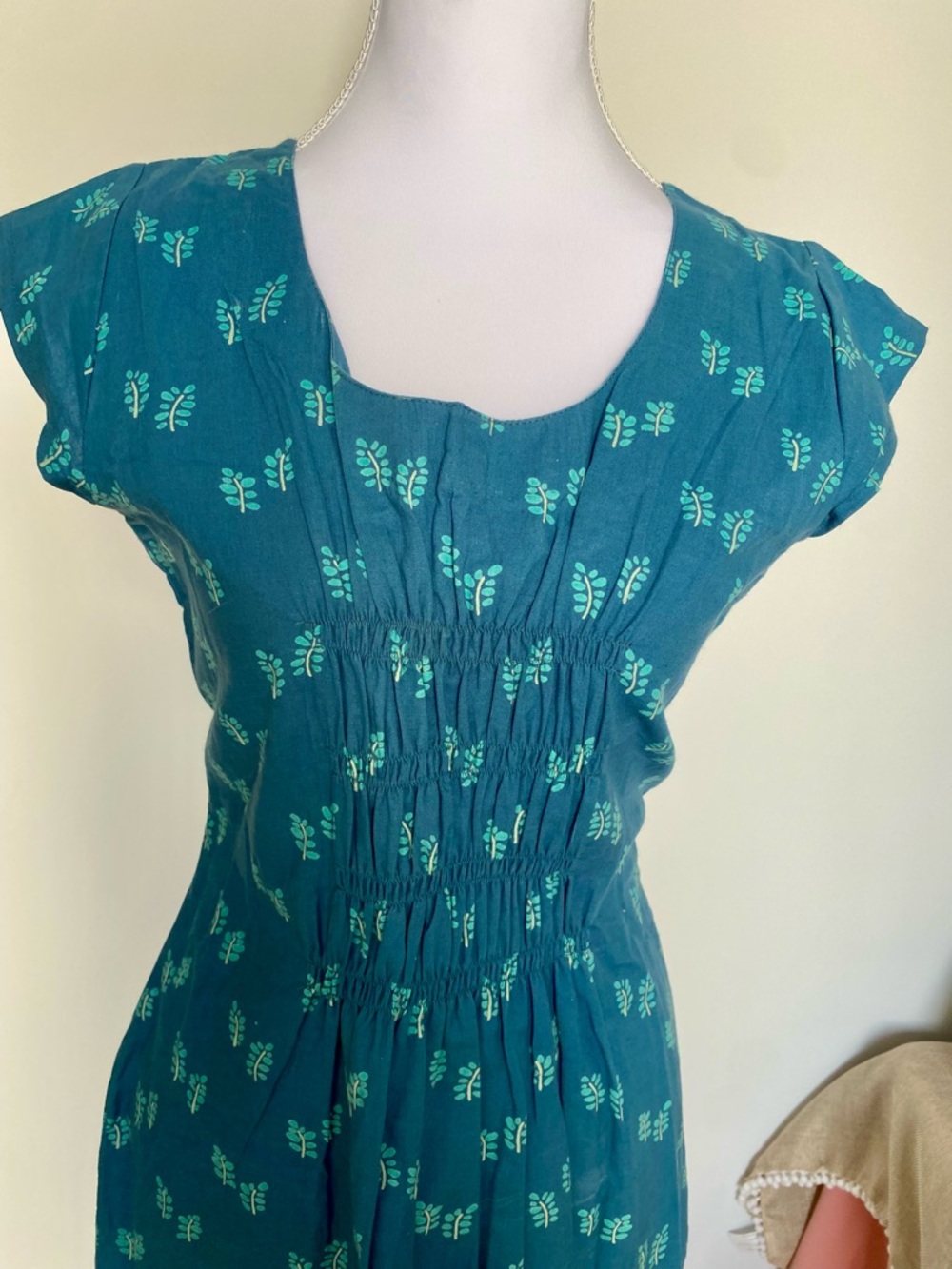 Mata Traders Teal Floral Printed Dress